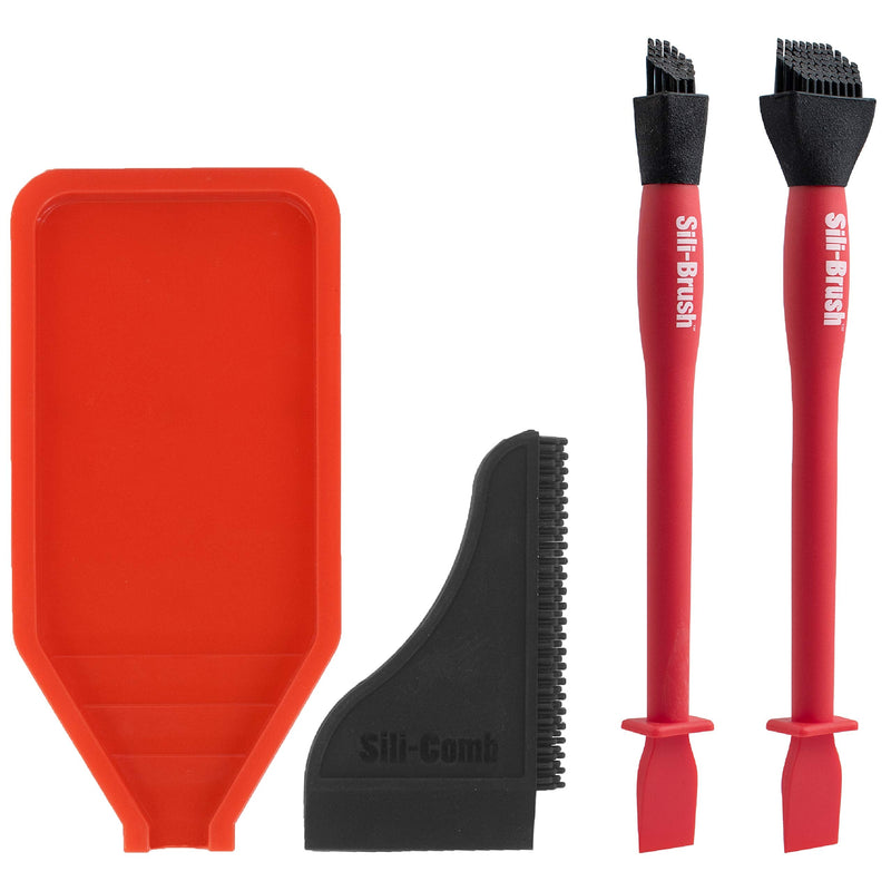 [Australia - AusPower] - The Complete Silicone Glue Kit Wood Glue Up 4Piece Kit 2 Pack of Silicone Brushes 1 Tray 1 Comb Woodworking Glue Spreader Applicator Set 