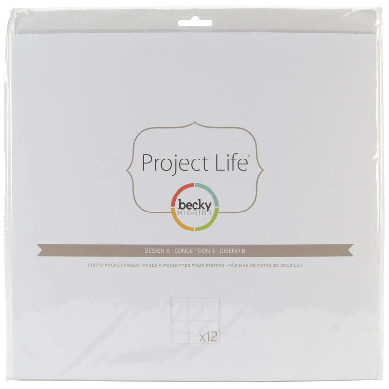 [Australia - AusPower] - Becky Higgins 380004 Project Life Photo Pocket Page Protector-12 x Design A (12 Piece), 34.6 x 34.6 x 0.6 cm, Clear 