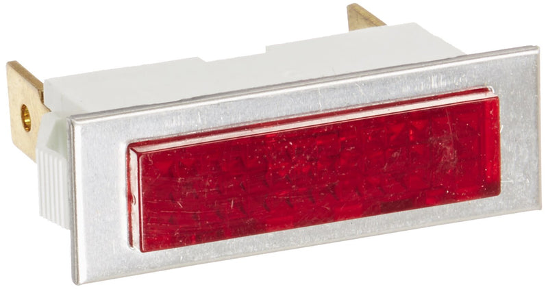 [Australia - AusPower] - Snap in Rectangular Indicator Light, 0.375" x 1.28" Panel Cutout, 0.250 Quikconnect Connection Type, Red Diamond Lens, Stainless Bezel 