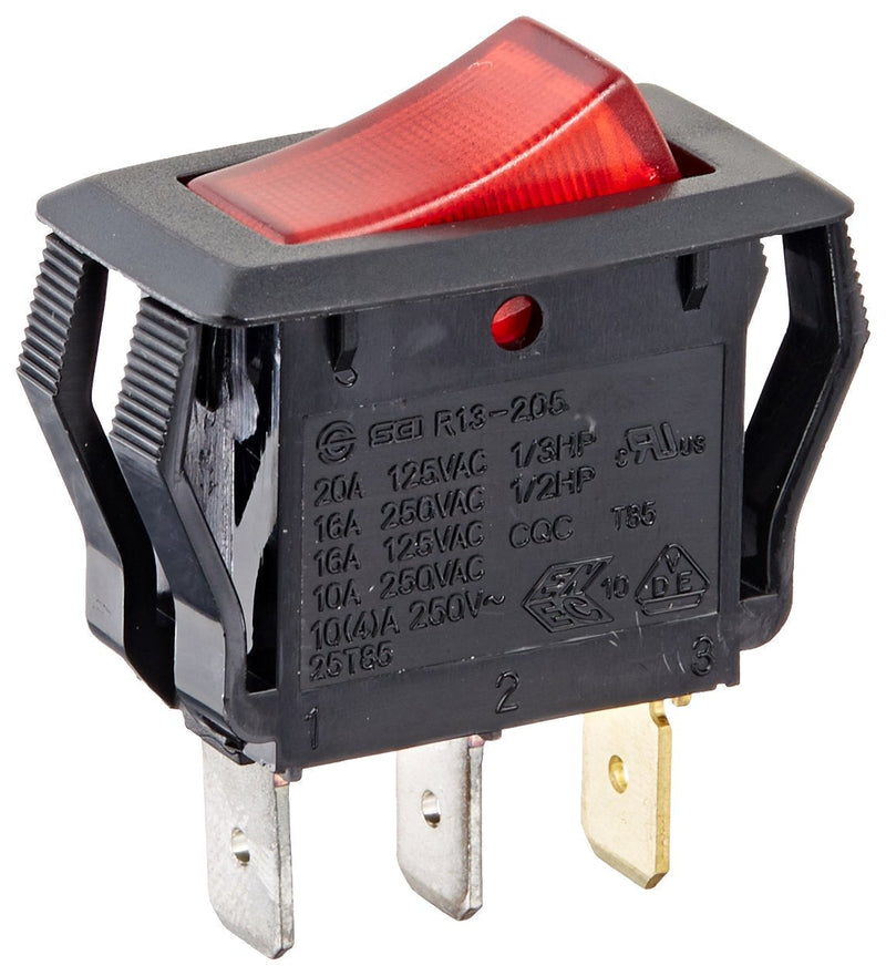 [Australia - AusPower] - NSi Industries, LLC Rocker Switches, On Off Circut Function, SPST, 15/7.5 amps at 125/250 VAC, 0.625" Width, 1.250" Height, 0.828" Depth, Red - 77150RQ 