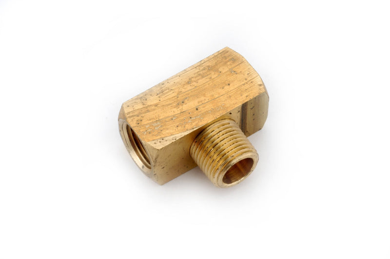 [Australia - AusPower] - Anderson Metals 06131 Brass Pipe Fitting, Barstock Tee, 1/4" NPT Female x 1/4" NPT Female x 1/4" NPT Male Pipe 