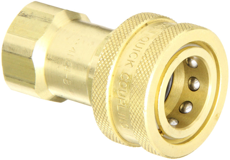 [Australia - AusPower] - Dixon Valve 4HF4-B Brass ISO-B Interchange Hydraulic Fitting, Coupler, 1/2" Coupling x 1/2" - 14 NPTF Female Thread 