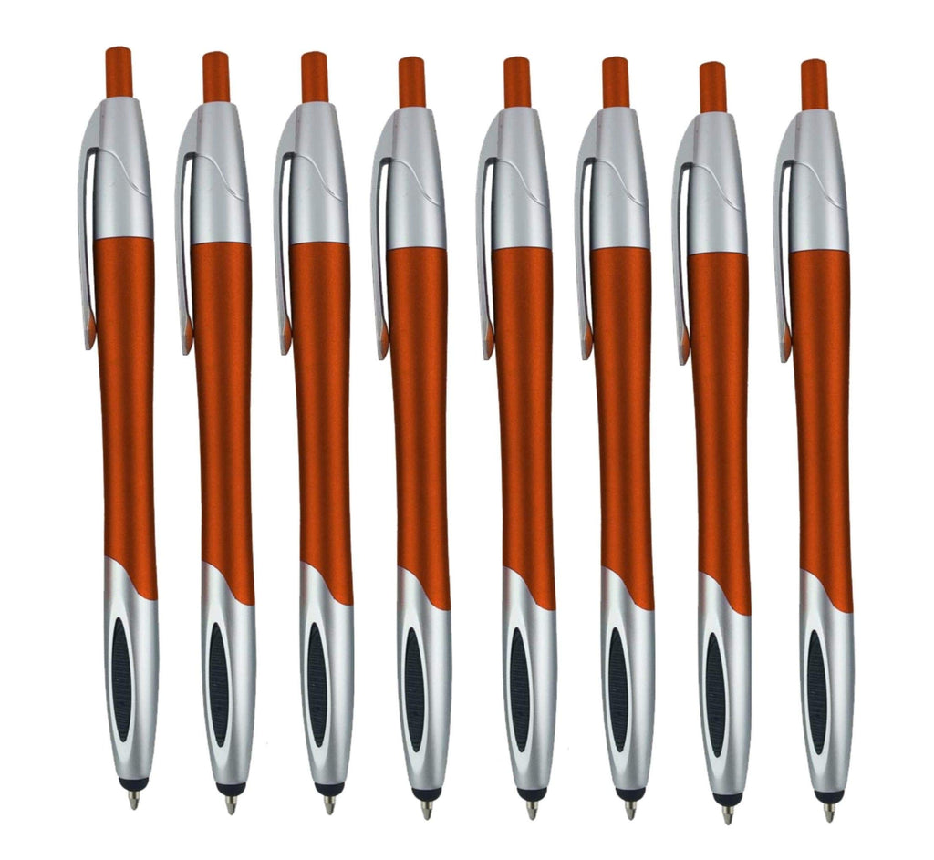 [Australia - AusPower] - Stylus with Ballpoint Pens for Touchscreen Devices, 2 in 1 Multi-Function Stylus + Ballpoint Pens in Black Ink, 12 Pack, Orange 