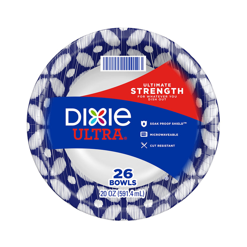 [Australia - AusPower] - Dixie Ultra Paper Bowls, 20oz, Dinner or Lunch Size Printed Disposable Bowls, 26 Count (1 Pack of 26 Bowls) 26 Count (Pack of 1) 
