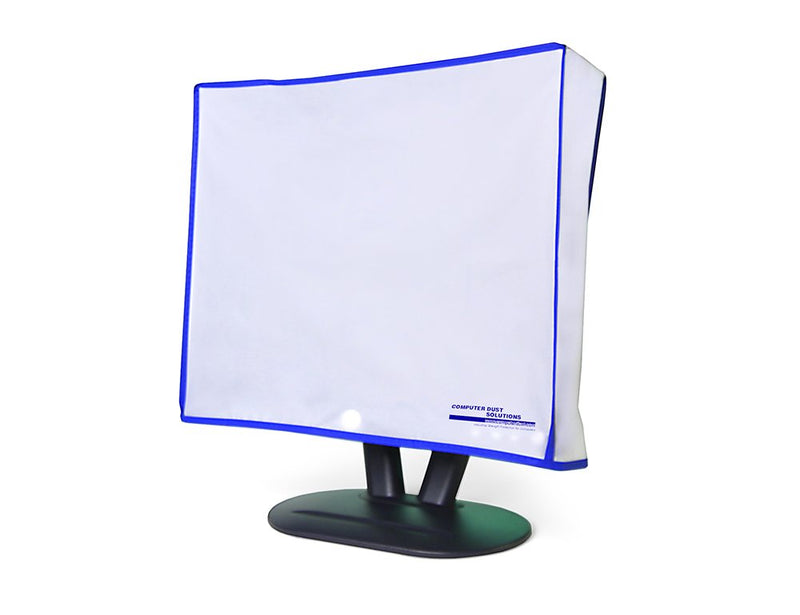 [Australia - AusPower] - Computer Monitor dust Cover for Flat Panel LCD-Silky Smooth Anti-Static Vinyl with Blue Trim (24W x18H x3D) 24W x18H x3D 
