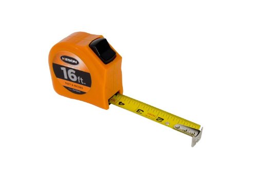 [Australia - AusPower] - Tape Measure, 1 In x 16 ft, Orange, In./Ft. 16 ft. Length x 1" Width Units: ft, in, 1/8, 1/16 (1/32 first 12"); Blade: B1 