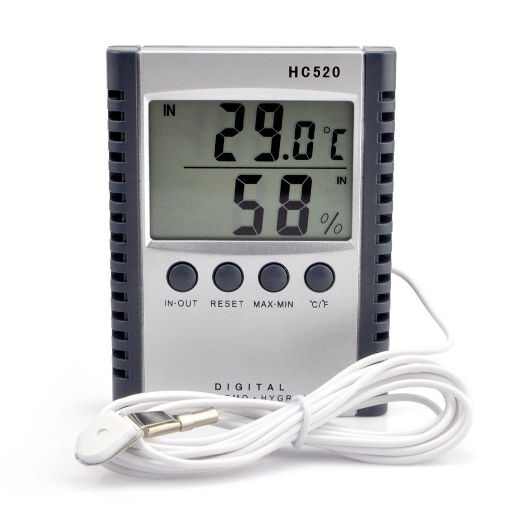 [Australia - AusPower] - iKKEGOL Digital Indoor Outdoor in/Out Wall Mount Monitor Sensor LCD Temperature Thermometer Hygrometer Humidity Meter with Probe Cable Silver 