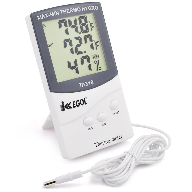 [Australia - AusPower] - iKKEGOL Dual Sensor LCD Display Indoor Outdoor Digital Thermometer Hygrometer with Max Min Memory White 