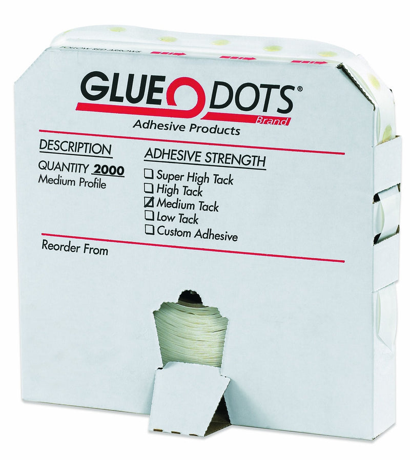 [Australia - AusPower] - Glue Dots Medium Profile Medium Tack Glue Dot, 1/2" Diameter x 1/32" Thick, Case of 2000 (GD114) 