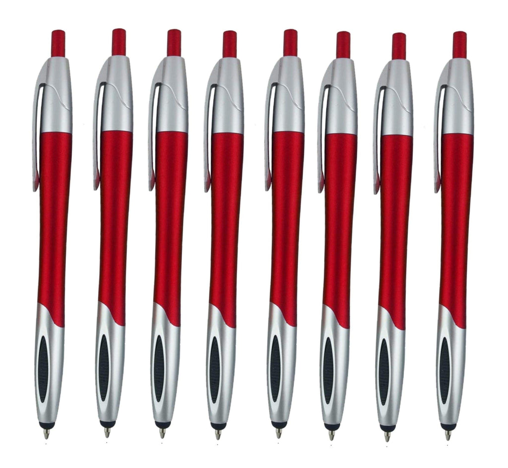[Australia - AusPower] - Stylus Pens - 2 in 1 Touch Screen & Writing Pen, Sensitive Stylus Tip - for Touchscreen Devices - Red Barrel Color with Black Ink, 12 Pack 