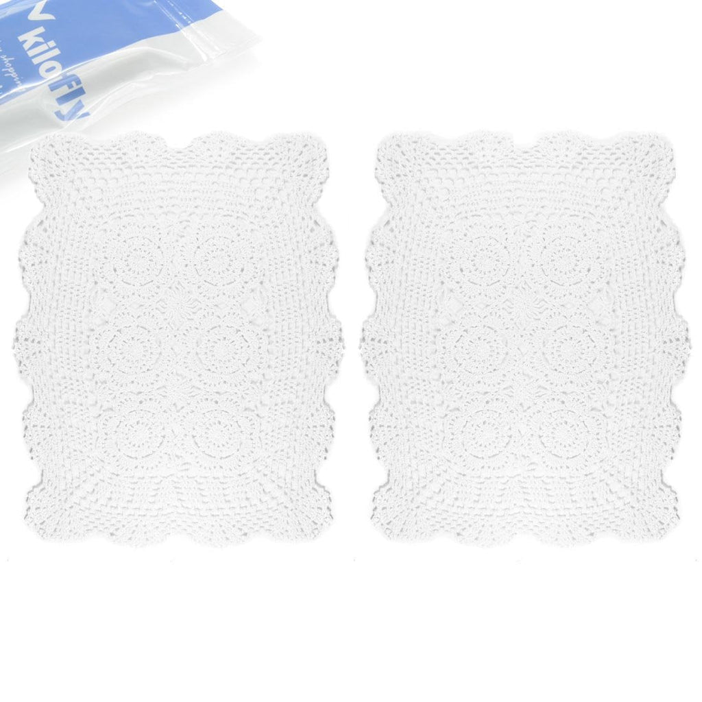 [Australia - AusPower] - kilofly Handmade Crochet Cotton Lace Table Placemats Doilies Value Pack [Set of 2], White 