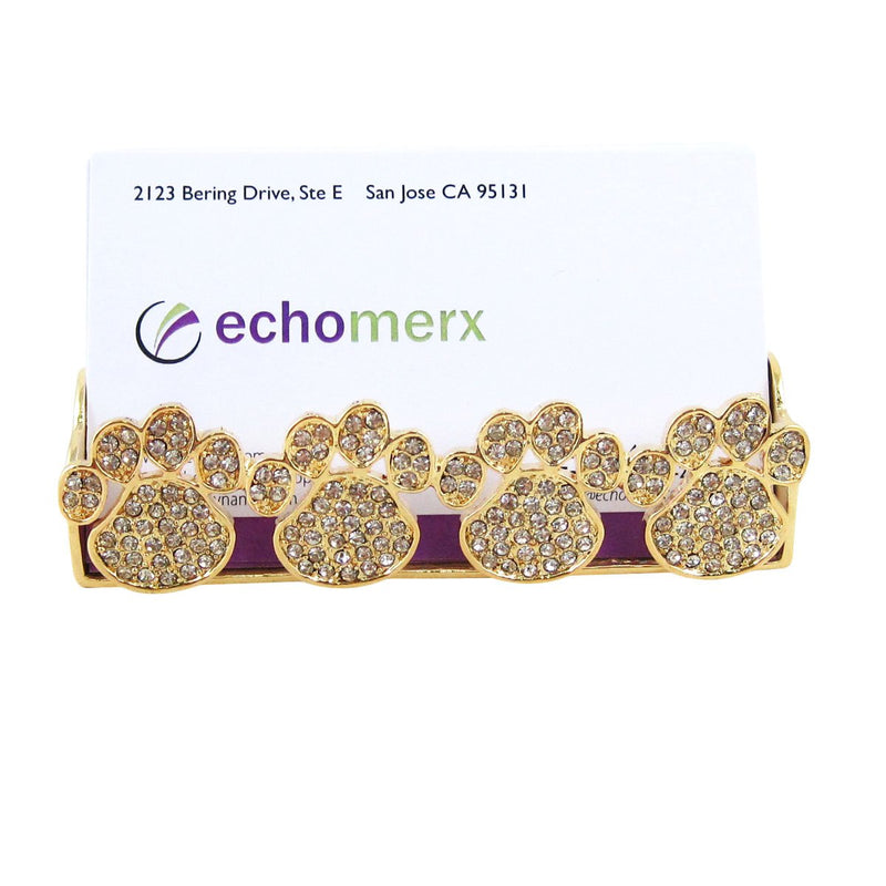 [Australia - AusPower] - Paw Print Business Card Holder, Gold Tone 