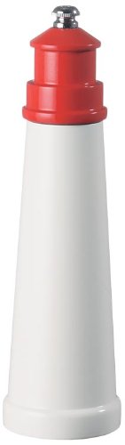 [Australia - AusPower] - Fletchers' Mill Lighthouse Pepper Mill, White/Red - 9 Inch, Adjustable Coarseness Fine to Coarse, MADE IN U.S.A. 