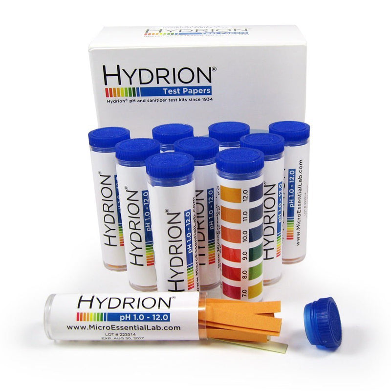[Australia - AusPower] - Micro Essential Hydrion 165/1-12 Wide Range pH Test Strip with Colorimetric Chart, 1-12 pH Range (Case of 10) 