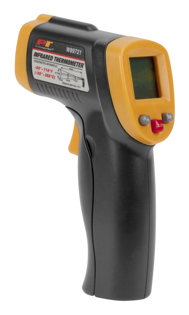 [Australia - AusPower] - Performance Tool W89721 Non-Contact Digital Laser Infrared Thermometer, Orange and Black With 12:1 Spot Ratio 12:1 Spot Ratio Infrared Thermometer 