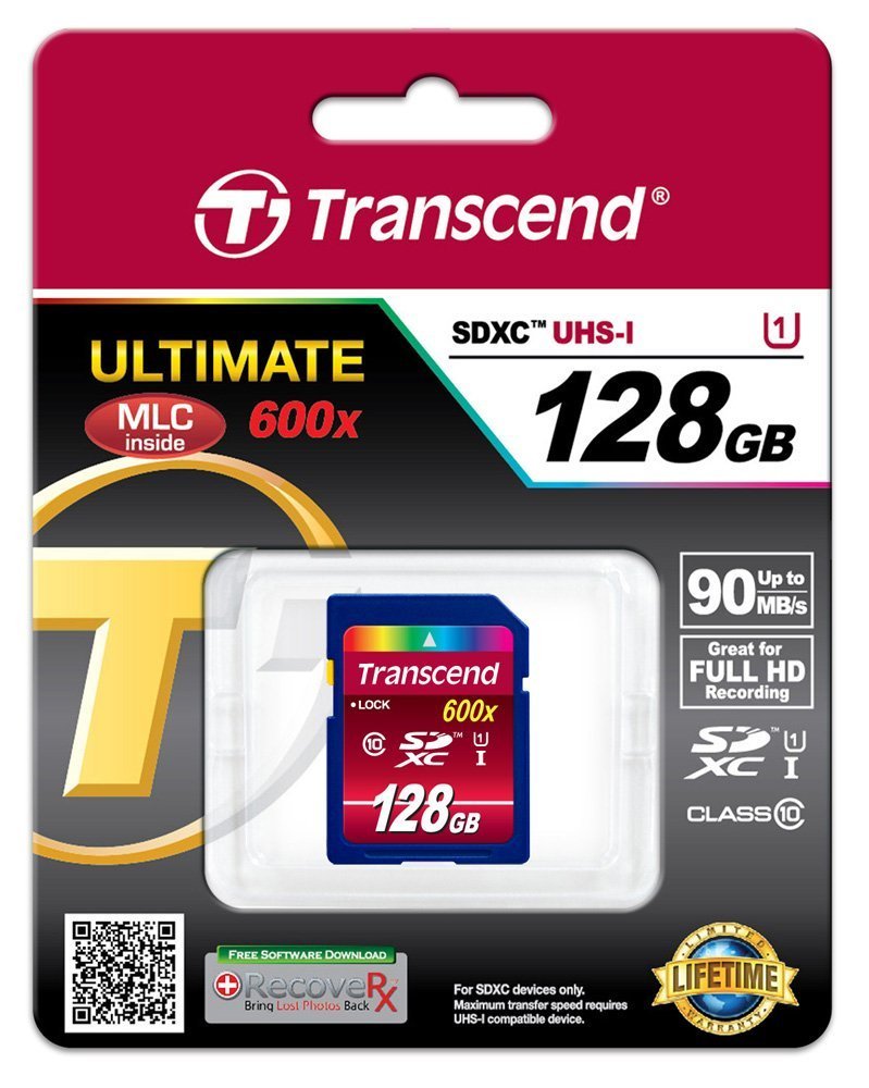 [Australia - AusPower] - Transcend 128GB SDXC Class 10 UHS-1 Flash Memory Card Up to 90MB/s (TS128GSDXC10U1) 128 GB Standard Packaging 