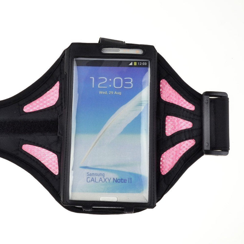 [Australia - AusPower] - eBigValue B00EI34TBG Adjustable Fabric Net Armband for Samsung Galaxy S4/Samsung Galaxy Note 2/Samsung Galaxy Note 3- Black/Pink Black / Pink 