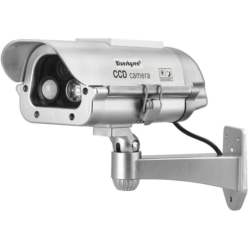 [Australia - AusPower] - Fake Security Camera, Dummy Outdoor CCTV Cam with Solar Powered Human Sensor Flash Lights for Home Lane 