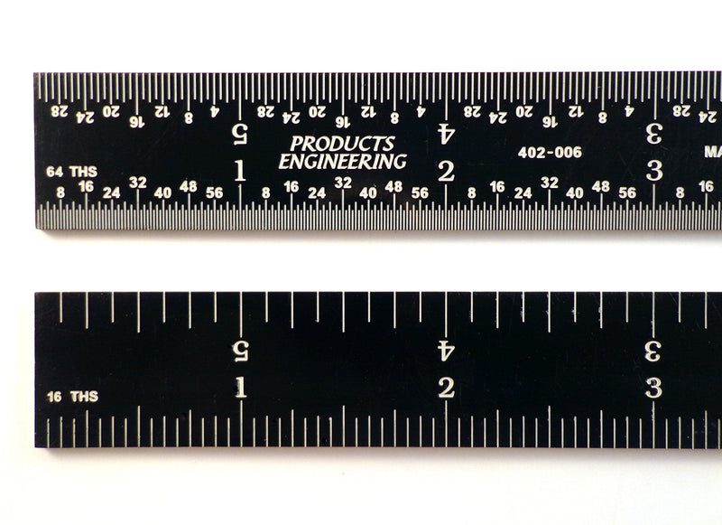 [Australia - AusPower] - PEC Tools 12" 4R Rigid Black Chrome,"high-Contrast" Machinist Ruler with Markings 1/8", 1/16", 1/32" and 1/64" 