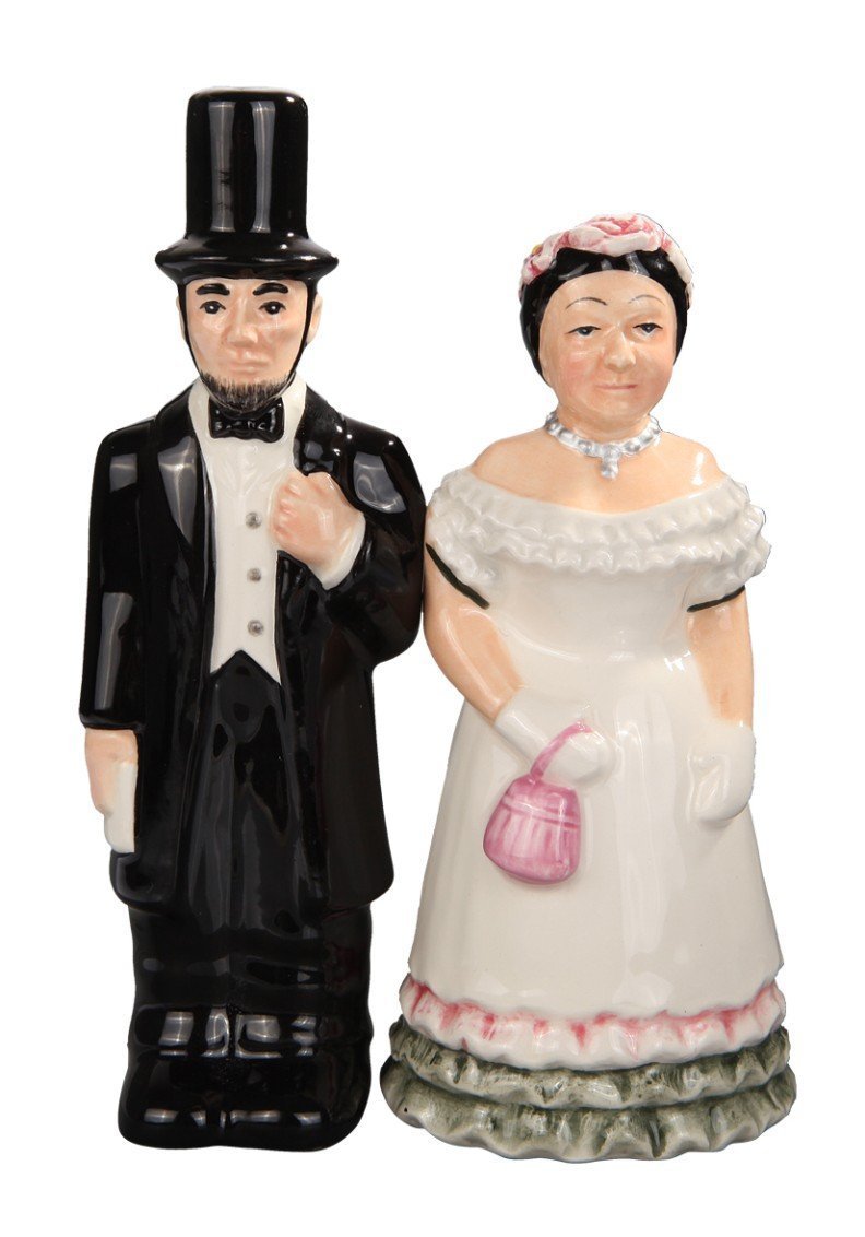 [Australia - AusPower] - Attractives Magnetic Ceramic Salt Pepper Shakers Abraham Lincoln and Mary 