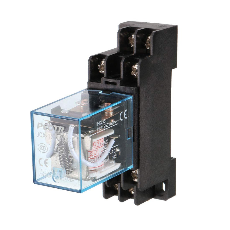 [Australia - AusPower] - uxcell a13060500ux0313 AC 12V Coil 8 Pin 8 Pin 10A LY2J DIN Rail Electromagnetic Power Relay with Base, Black 