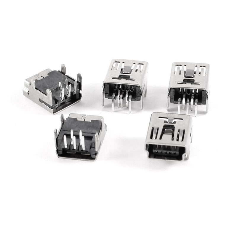 [Australia - AusPower] - uxcell Mini USB Type B Female Socket 5-Pin Right Angle DIP Jack Connector 5 Pcs 