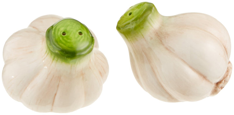 [Australia - AusPower] - Cosmos Gifts Garlic Salt and Pepper Set, Ceramic, 2-1/4-Inch 