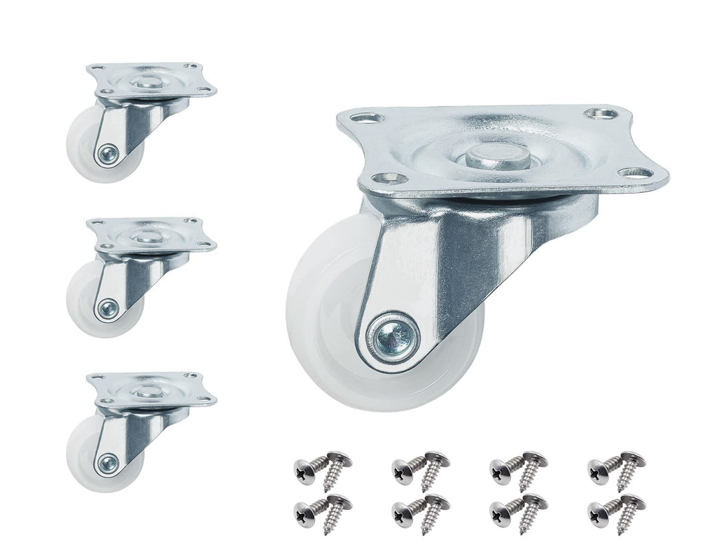 [Australia - AusPower] - Cofufu 1" Low Profile Casters Wheels Set of 4, No Noise Casters for Furniture with Polyurethane Wheels, Small Rectangle Swivel Caster with 360 Degree Top Plate 22 lbs Weighs Capacity Each Caster 1" White 