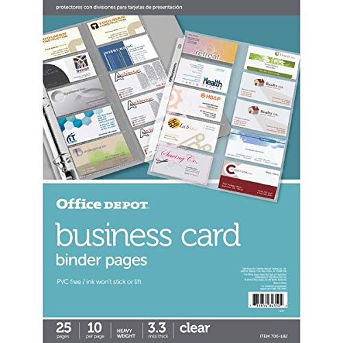 [Australia - AusPower] - Office Depot Business Card Binder Pages, 8 1/2in. x 11in, Clear, Pack of 25, 706182 