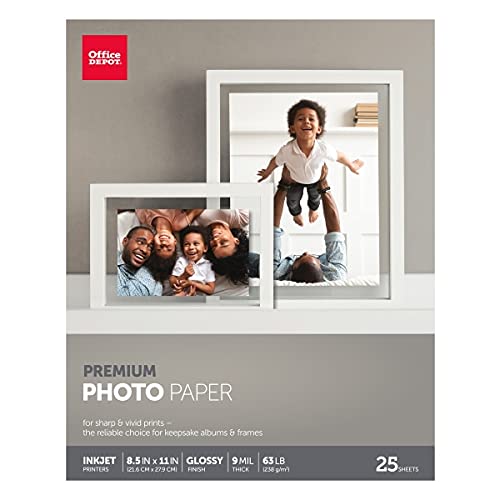 [Australia - AusPower] - Office Depot Premium Photo Paper, Gloss, 8 1/2in. x 11in., 9 Mil, Pack Of 25 Sheets, 110720 