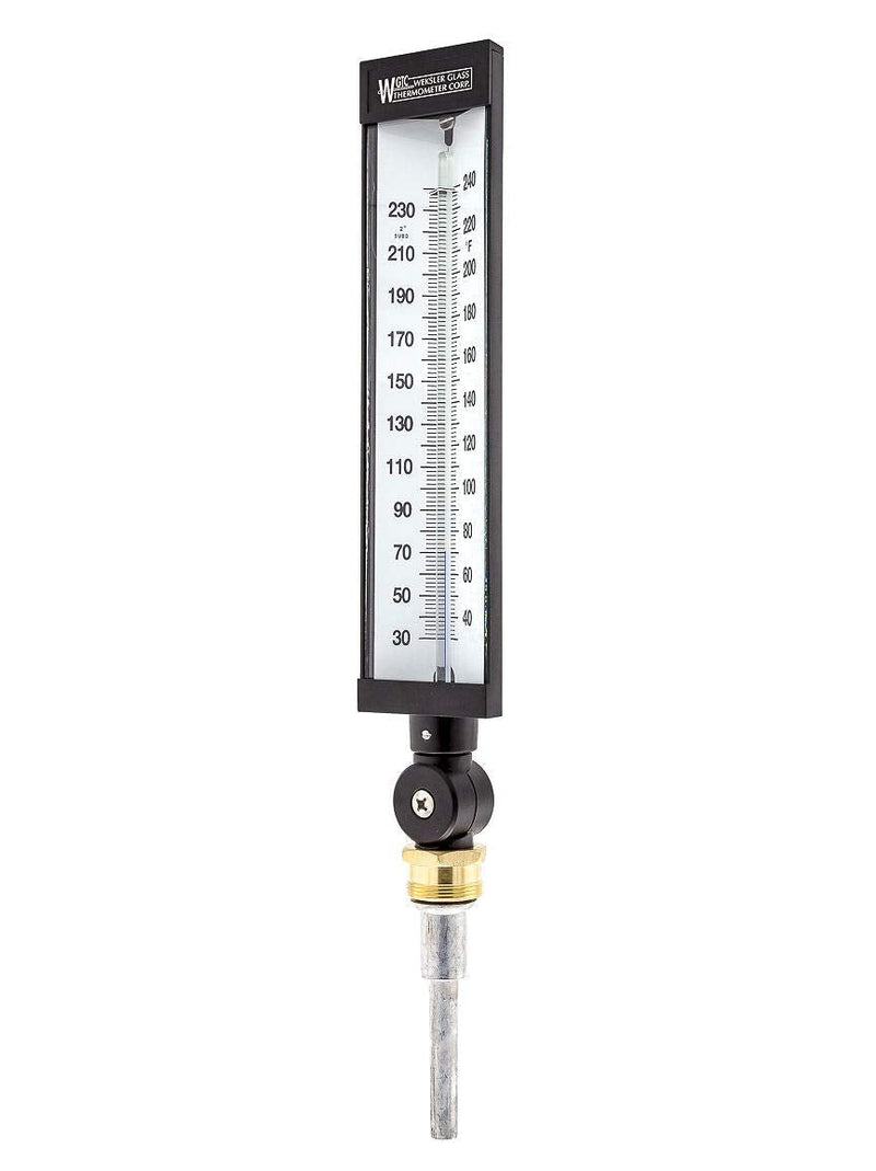 [Australia - AusPower] - PIC Gauges WGTC Thermometer AS5H942AL 9" Scale, 3-1/2" Stem Length, 30/240° F Temperature Range Blue Spirit Filled Industrial Thermometer with Aluminum Case and Adjustable Angle Stem 30-240 Deg F Without Thermowell 