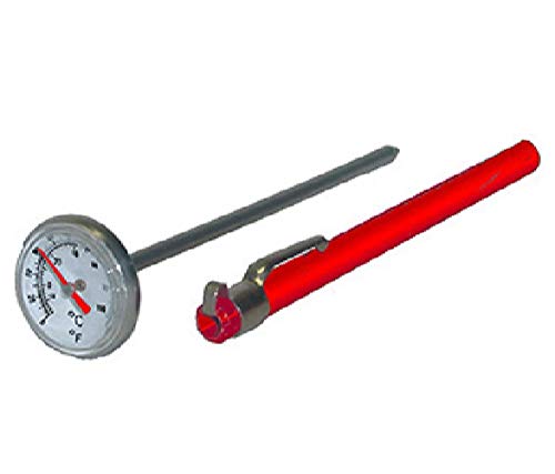 [Australia - AusPower] - PIC Gauge B1B5-B 1” Dial Size, -40/160°F, 5" Stem Length, 1/8" Stem Diameter, Stainless Steel Bimetal Pocket Thermometer with Red Plastic Sleeve -40 - 160 Deg F 