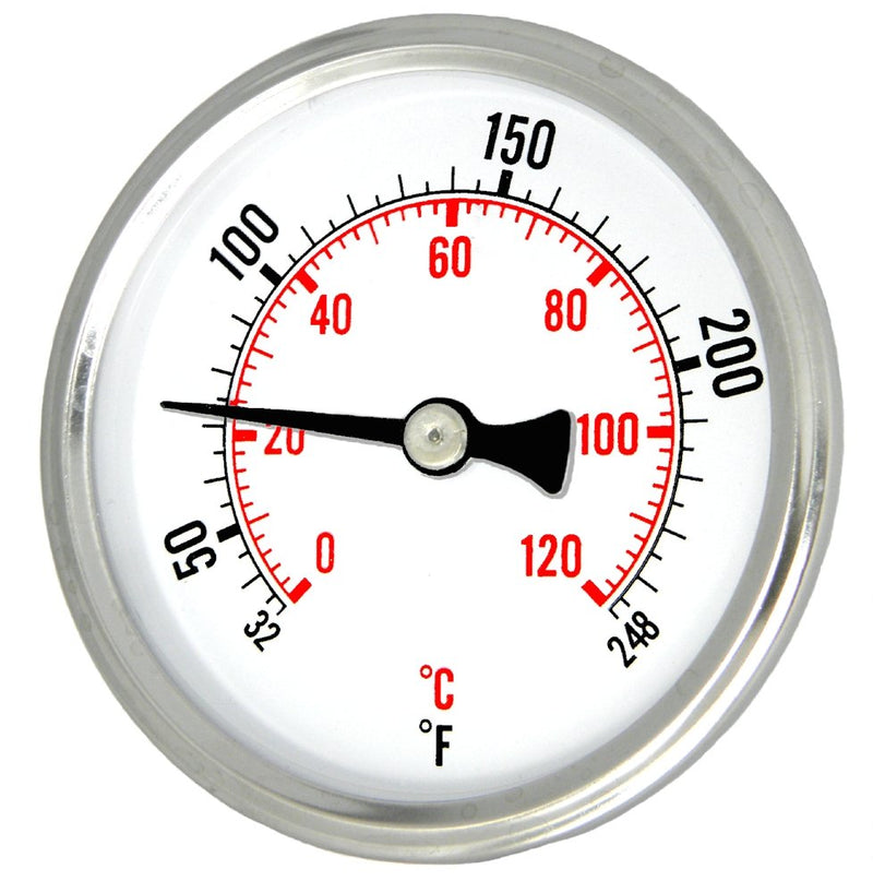 [Australia - AusPower] - PIC Gauge B2B1-K-SW 2.5" Dial Size, 32/248°F & C, 1.5" Stem Length, Solder Weld Connection, Steel Case, Hot Water Thermometer Solder well 