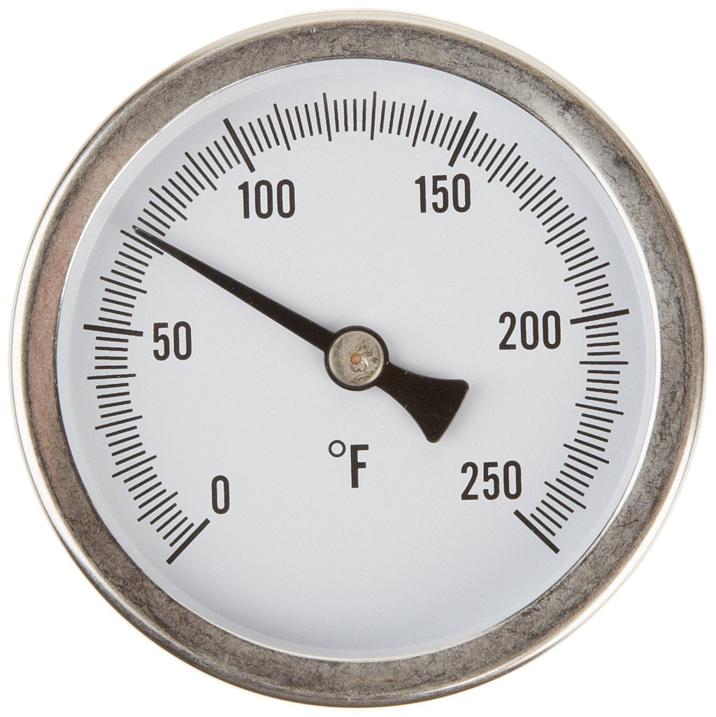 [Australia - AusPower] - PIC Gauge B2SS-I 2.5" Dial Size, 0/250°F, Surface Mount, Straight, Lower Mount Connection, Stainless Steel Case, 316 Stainless Steel Stem Bimetal Thermometer 0/250 Deg F 