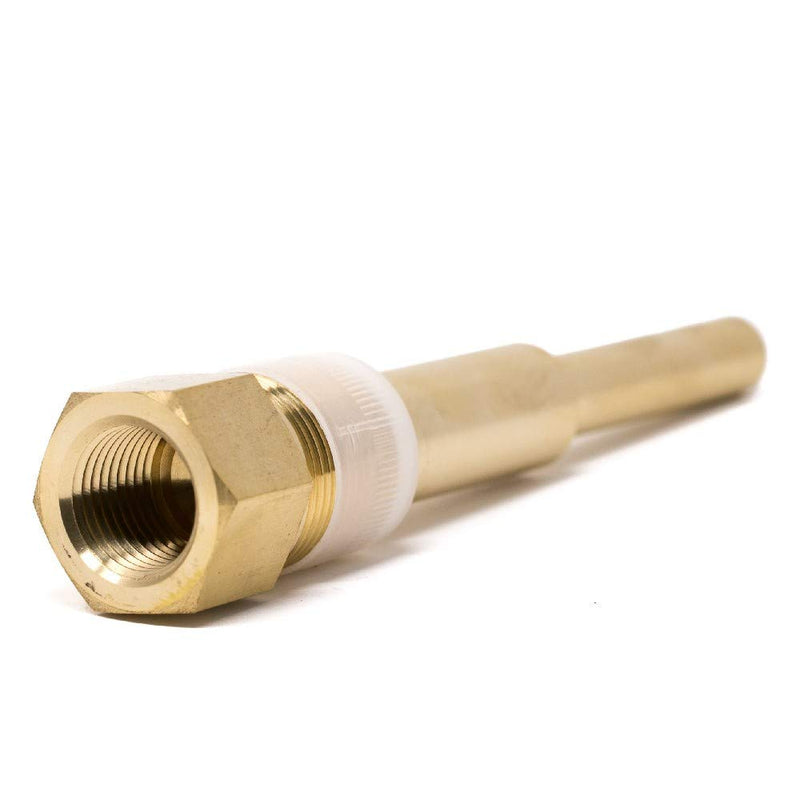 [Australia - AusPower] - PIC Gauge TW-BR06-23S2 6" Stem Length, 1/2" NPT x 3/4" NPT Connection Size, Stepped Style, 0.260" Bore Diameter, Brass Standard Thermowell for Industrial Bimetal Thermometers 