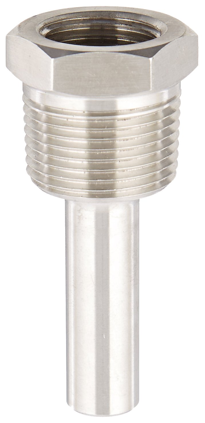 [Australia - AusPower] - PIC Gauge TW-SS02-23S2 2-1/2" Stem Length, 1/2" NPT x 3/4" NPT Connection Size, Stepped Style, 0.260" Bore Diameter, 316 Stainless Steel Standard Thermowell for Industrial Bimetal Thermometers 