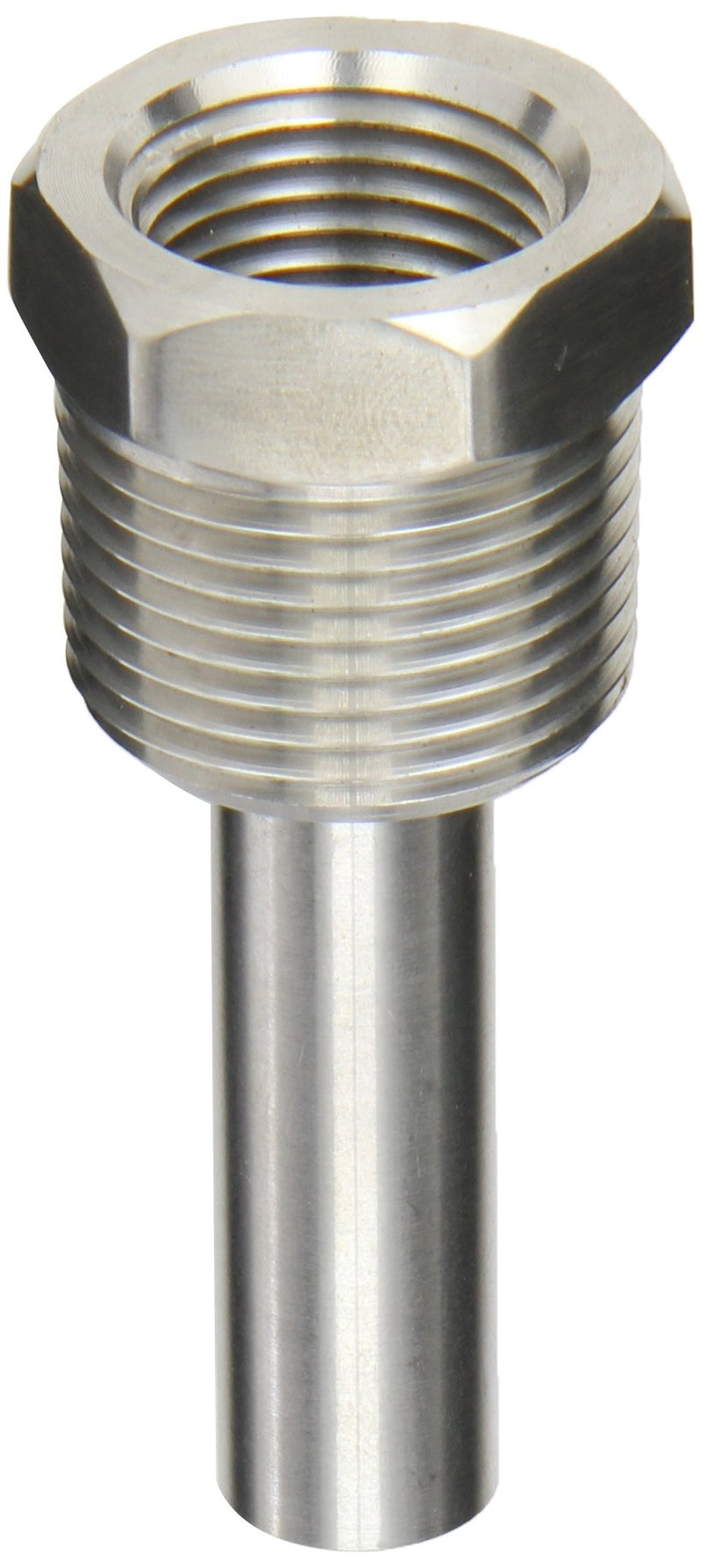 [Australia - AusPower] - PIC Gauge TW-ST02-23S2 2-1/2" Stem Length, 1/2" NPT x 3/4" NPT Connection Size, Stepped Style, 0.260" Bore Diameter, 304 Stainless Steel Standard Thermowell for Industrial Bimetal Thermometers 
