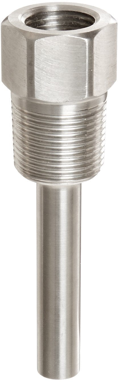 [Australia - AusPower] - PIC Gauge TW-ST04-23S2 4" Stem Length, 1/2" NPT x 3/4" NPT Connection Size, Stepped Style, 0.260" Bore Diameter, 304 Stainless Steel Standard Thermowell for Industrial Bimetal Thermometers 