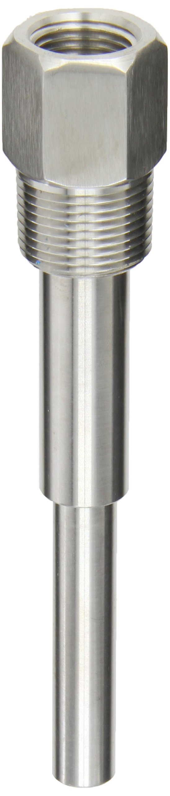 [Australia - AusPower] - PIC Gauge TW-ST06-23S2 6" Stem Length, 1/2" NPT x 3/4" NPT Connection Size, Stepped Style, 0.260" Bore Diameter, 304 Stainless Steel Standard Thermowell for Industrial Bimetal Thermometers 