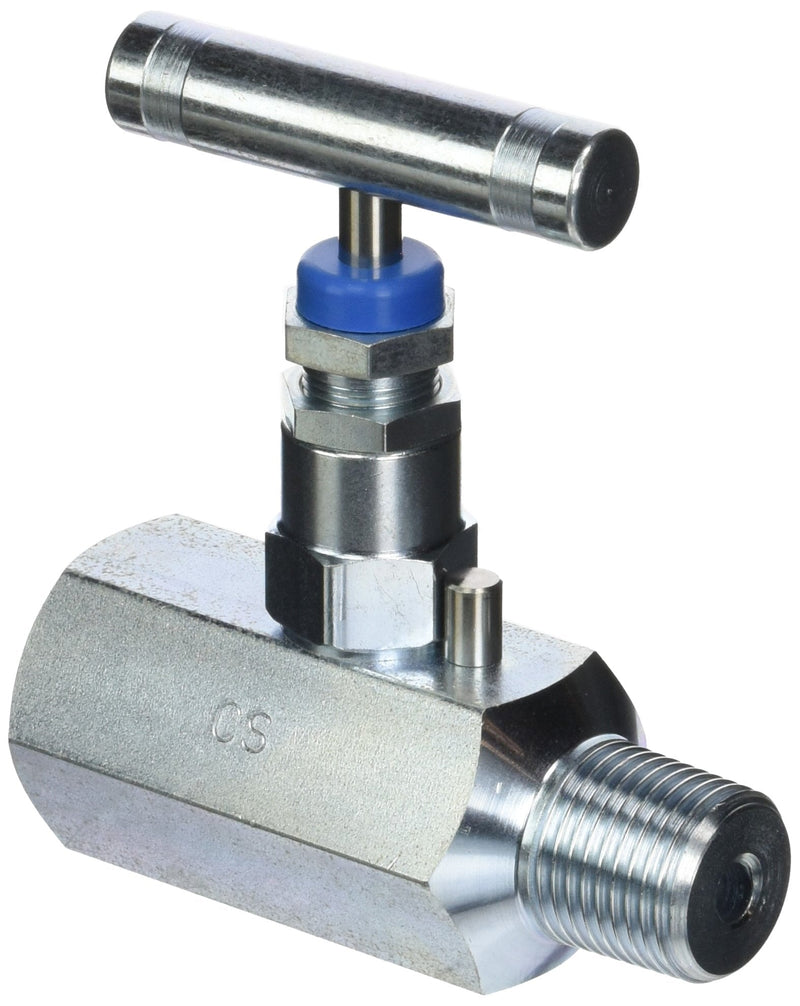 [Australia - AusPower] - PIC Gauge HV-CS-1/2-HS-180-MXF Carbon Steel Hex Body Straight Needle Valve with Hydraulic Service Seat, 1/2" Male NPT x 1/2" Female NPT Connection Size, 10,000 psi Pressure 0.5 Inch M x F 