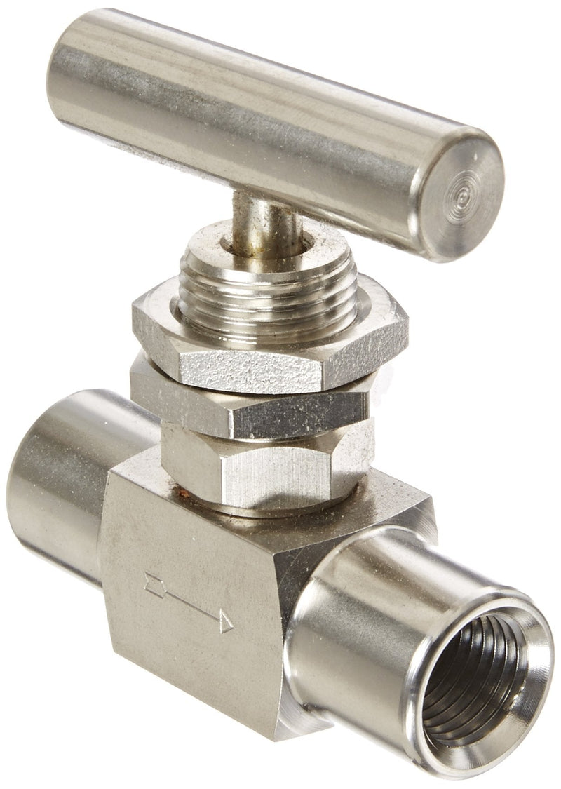 [Australia - AusPower] - PIC Gauge NV-SS-1/4-HS180-FFPM 316 Stainless Steel Straight Needle Valve with Hydraulic Service Seat, Panel Mount, 1/4" Female NPT x 1/4" Female NPT Connection Size, 10000 psi Pressure 