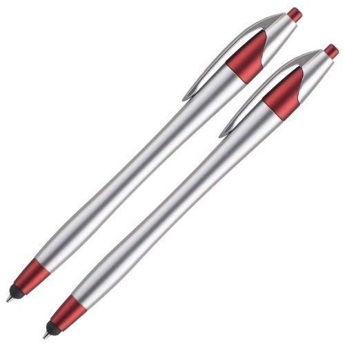 [Australia - AusPower] - Autopoint Touch-screen Combo II with Ball Pen, 2-Pack, Capacitive Stylus, Black Ink Ball Pen, Metallic Silver with Metallic Red Trim (26612SL) 