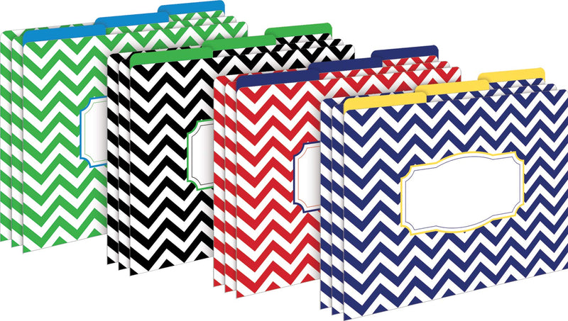 [Australia - AusPower] - Barker Creek Designer File Folders Set of 12, Nautical Chevron, Multicolor Chevrons on Outside, Bright Colors on Inside, Letter Size, 1/3 Cut Tabs, 12-Pack, Home, School and Office Supplies (1332) 