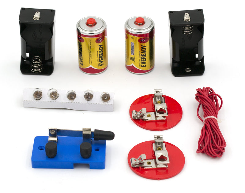 [Australia - AusPower] - Basic Circuits Kit - Explore Electricity & Build Basic, Parallel & Series Circuits - Includes Batteries, Wire, Bulbs, Knife Switch, Holders & Experiment Guide - Eisco Labs 