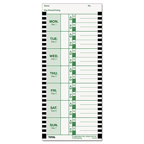 [Australia - AusPower] - Lathem E8100 Time Clock Cards, For use with 800P Time Clock, One Sided, 4" x 9", 100 per Pack 