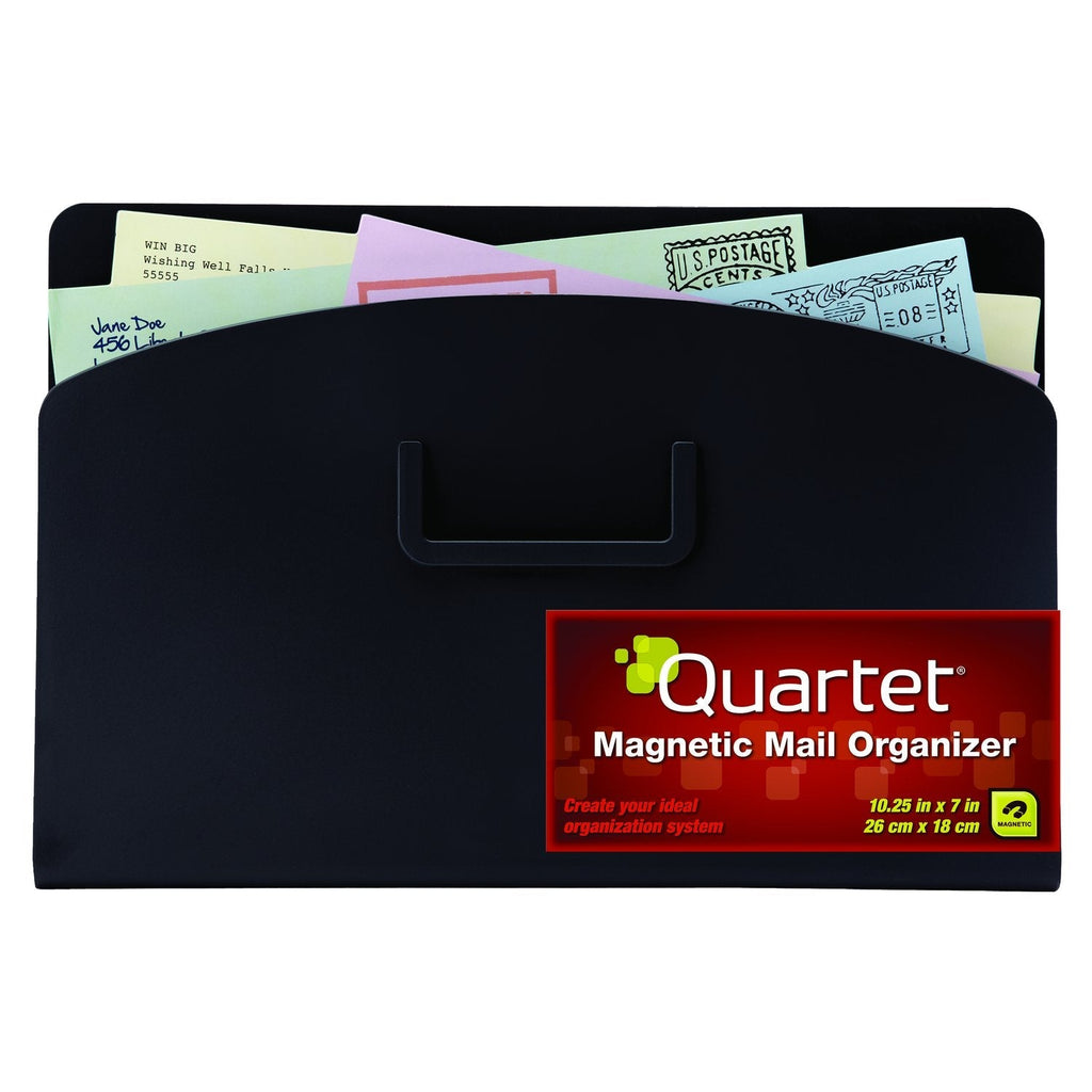 [Australia - AusPower] - Quartet Magnetic Mail Organizer Storage Pouch, 10 x 7 Inches, Black (48123-BK) 