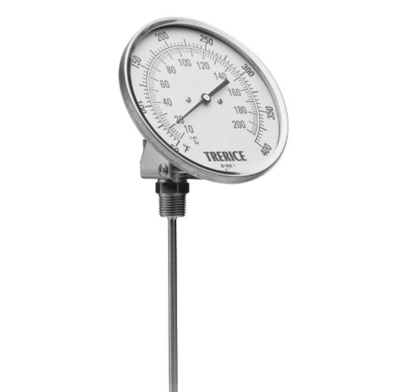 [Australia - AusPower] - Trerice B8560403 Adjustable Angle Bimetal Thermometer, 1/2" NPT Connection, 5" face, 4" stem, 25-125˚F & C 
