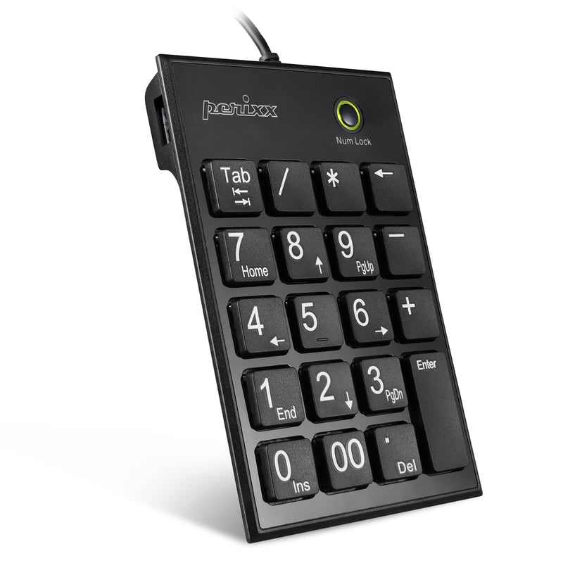 [Australia - AusPower] - Perixx Peripad-202H Wired Slim Numeric Keypad, X Type Scissor Keys with 2 USB Hubs and Tab Key, Black USB with 2 Hubs 