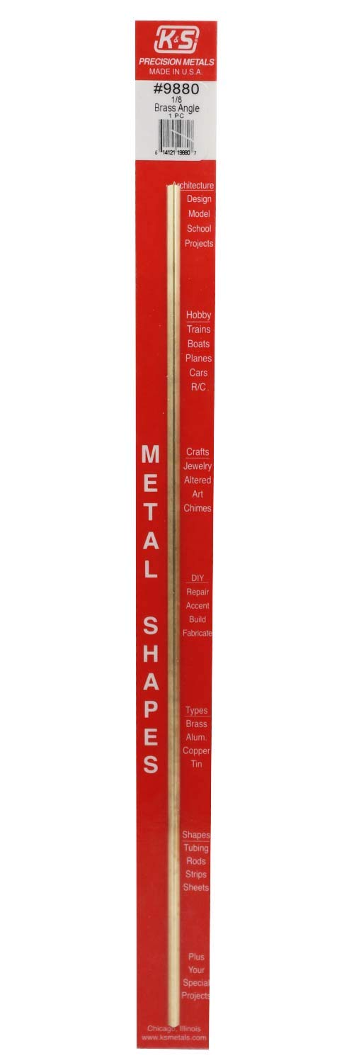 [Australia - AusPower] - K&S 9880 Brass Angle, 0.014" Wall - 1/8" Leg Length, 1 Piece, Made in The USA 