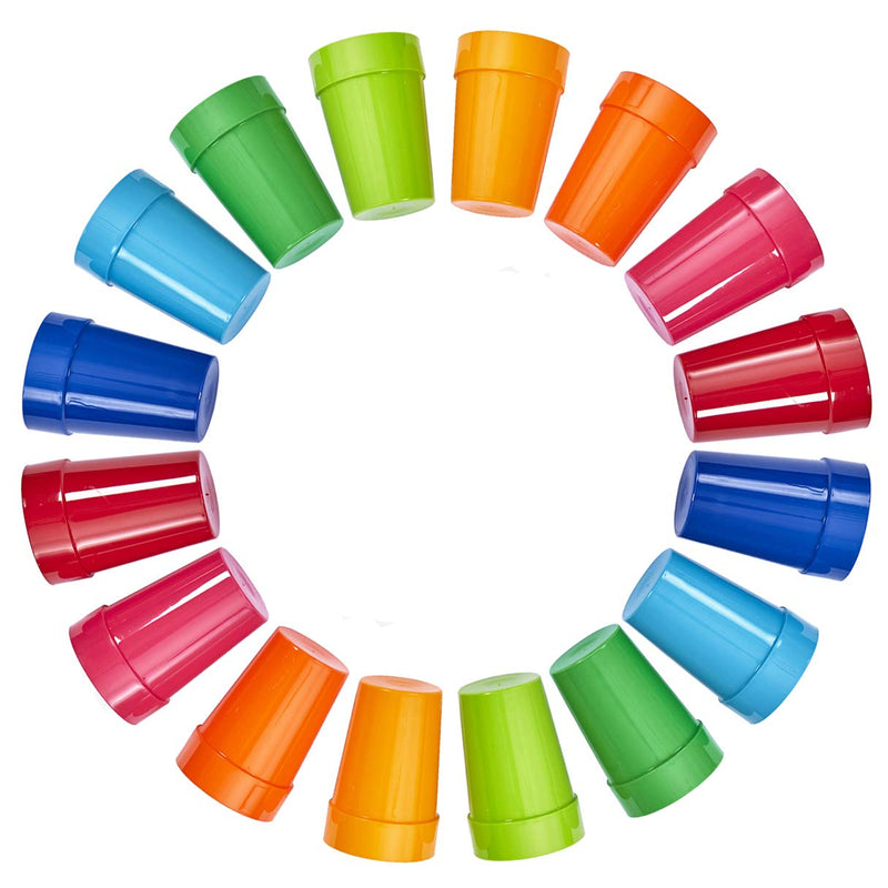 [Australia - AusPower] - US Acrylic Spectrum Unbreakable Plastic 10 ounce Stackable Juice Tumblers in 8 Assorted Colors | Set of 16 Kids Drinking Cups | Reusable, BPA-free, Made in the USA, Top-rack Dishwasher Safe 